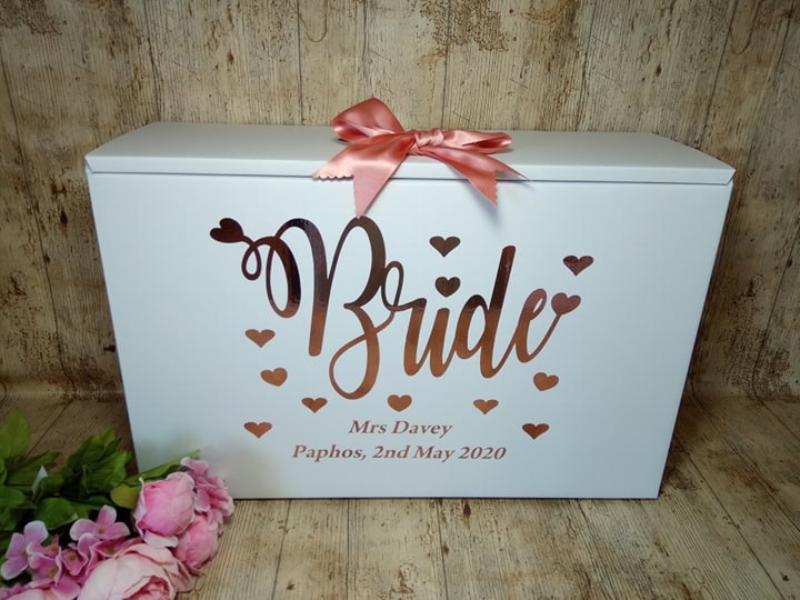 Wedding Dress Box Personalised Bride with ribbon tissue Etsy