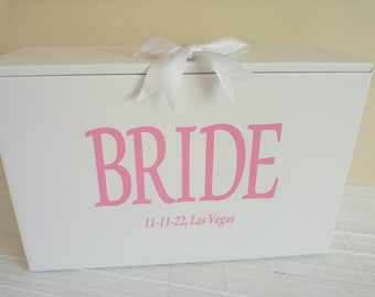 Boîte de robe de mariée, boîte de mariée personnalisée, bagage à main de mariée pour mariage à destination 55 x 36 x 20m cms. ENVOI RAPIDE