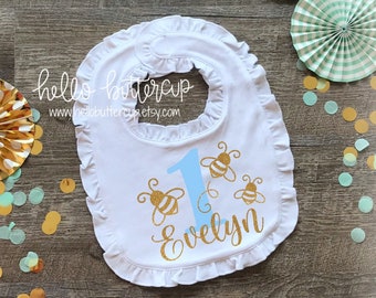 Bumblebee first birthday, Bib, First birthday outfit girl, Personalized Birthday Bib, first birthday bib, Cake Smash bib, Sweet to be One