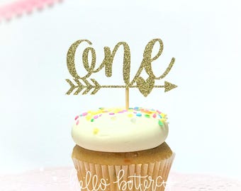 First Birthday Cake Topper, Cupcake topper, Cake smash props, Cupcake pick, One cake Topper, First birthday girl, Wild One, Woodlands, Arrow