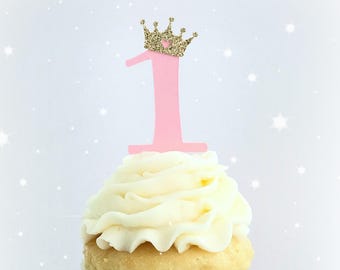 First Birthday Girl, Cupcake topper, Cake smash prop, Cupcake pick, One cake Topper, First birthday girl, Princesss Birthday Party, 1 Topper