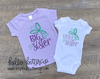 Big Sister Shirt, Little sister outfit, Matching Sister shirts, Mermaid Big sister Shirt, Big Sis Little Sis, Little Mermaid,