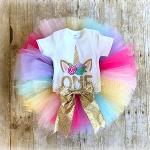 1st Birthday Unicorn outfit, Rainbow Unicorn First Birthday, 1st Birthday girl outfit, Cake smash outfit, Girls first birthday outfit, Tutu