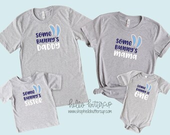 Family Birthday shirts, First birthday outfit boy, Some bunny is one, Bunny 1st Birthday, Mom of the birthday boy, First birthday outfit