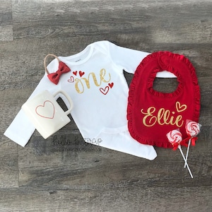 First birthday outfit girl, Valentine Birthday, Cake Smash outfit, Birthday Bib, 1st birthday outfit, Personalized Birthday outfit, Headband