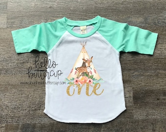 Woodland boho First Birthday outfit girl, girls first birthday outfit, cake smash outfit, 1st birthday outfit, 1st birthday shirt, Wild one