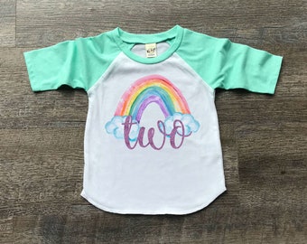 Rainbow birthday shirt, Rainbow second birthday, Rainbow party, Rainbow Birthday Girl Outfit, Second birthday girl shirt,