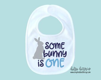 Some bunny is one, First birthday outfit boy, Birthday bib, Boys first birthday outfit, Cake smash bib, Boys birthday bib, Bunny birthday