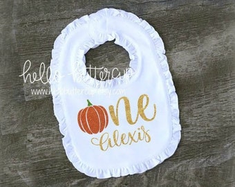 First Birthday Outfit Girl, Personalized First birthday bib, Cake smash outfit, Fall Pumpkin birthday, Girls first birthday outfit, One Bib