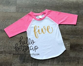 Fifth birthday outfit girl, Girls fifth birthday outfit, Five shirt, 5th birthday girl, Birthday shirt, Baseball tee, Five and Fabulous