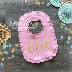 First Birthday Outfit Girl, First birthday bib, Girls first birthday outfit, Cake smash outfit, 1st birthday girl, Birthday bib, Pink Bib