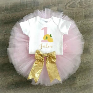 First Birthday Outfit Mädchen, Personalisiertes Tutu Outfit, Rosa Lemonade Geburtstag, 1. Geburtstag Outfit, Cake Smash Outfit, Lemon erster Geburtstag