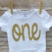 Custom Kingdom Baby Girls First Birthday Bodysuit - Gold Heart ONE Outfit