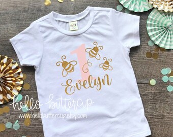 Bumblebee first birthday shirt, First birthday outfit girl, Personalized Birthday shirt, 1st birthday, Cake Smash outfit, Sweet to bee One