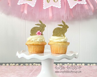 Some Bunny is One, Bunny High Chair Banner, First Birthday Outfit, Easter Birthday, Bunny Cake Topper, Bunny 1st Birthday