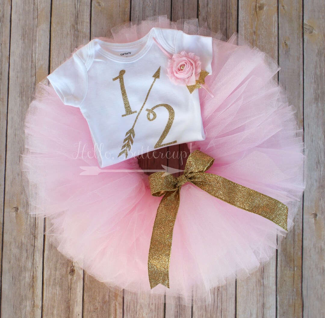 Gold Half Birthday Bodysuit Headband & Tutu Glitter Gold Etsy
