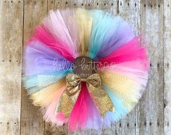 Rainbow tutu, Girls First Birthday Outfit, Unicorn birthday outfit, cake smash outfit, Birthday Girl outfit, Second Birthday, Girls birthday