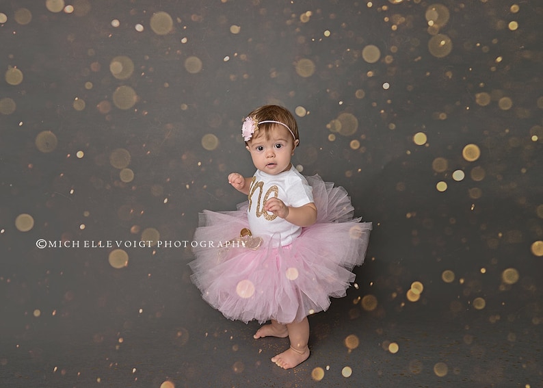 Girls first birthday outfit RTS Gold first birthday Pink Tutu Cake smash tutu Gold Birthday Outfit