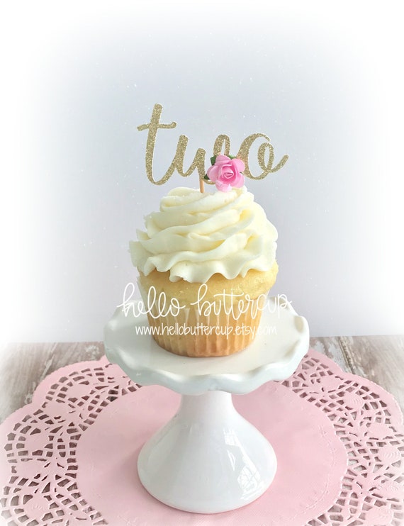 Deux Cupcakes Danniversaire Topper Deuxieme Anniversaire Etsy France
