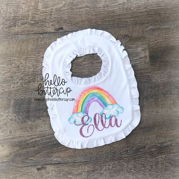 Personalized bib, Cake smash outfit, Girls first birthday outfit, Birthday shirt, Rainbow Birthday, Unicorn, Rainbow baby, Baby shower gift