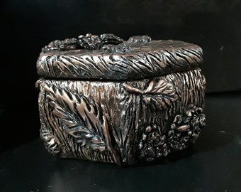 Polymer clay trinket box, 'Autumn Garden', ooak