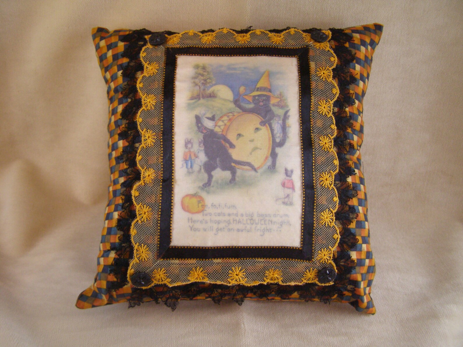 Vintage Halloween Decorative Pillow 12x12 Etsy