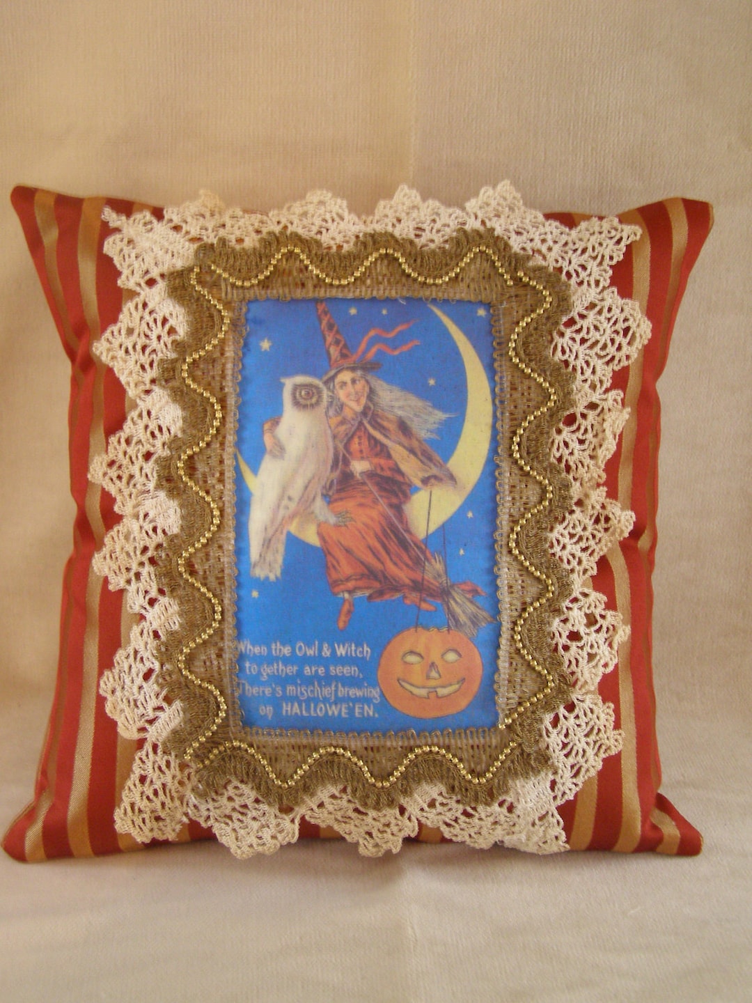 Vintage Halloween Decorative Pillow 12x12 Etsy