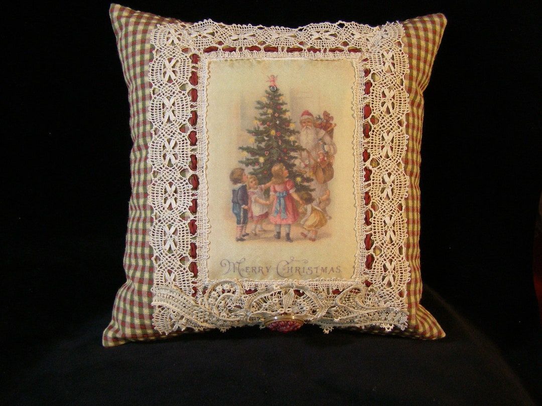 Vintage Christmas Pillow 12x12 Etsy