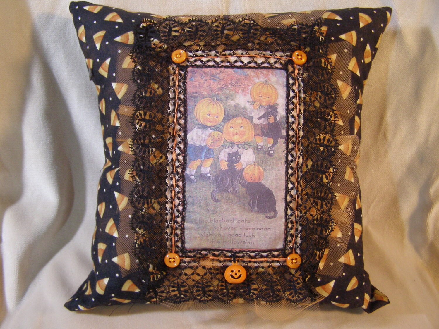 Vintage Halloween Decorative Pillow 12x12 Etsy