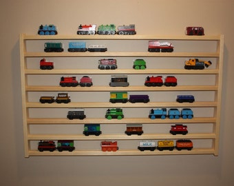 Engraved - Train Rack Mega - Thomas the Tank Wooden Train Display and Storage Wall Rack