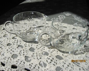 Sevron Starfire crystal cream and sugar set