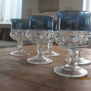 Small crystal wine glasses - Tippin blue crystal glasses - Thumbprint crystal glasses - King&#39;s Crown crystal glasses