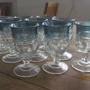 Crystal cordial glasses - Tippin blue crystal glasses - Thumbprint pattern crystal glasses