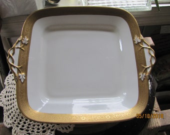 Wedgwood England, serving platter, square platter, gold edged platter