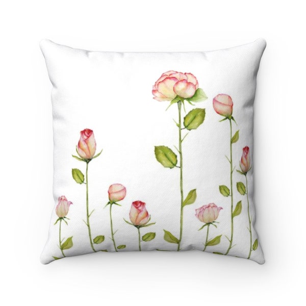 Pink Rose Pillow, Floral Throw Pillow, Minimalist Throw Pillow, Flower Accent Pillow, Minimalist Home Decor, Flowers Pillow Cover 20x20