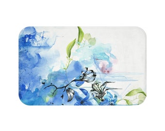 blue bath mat,