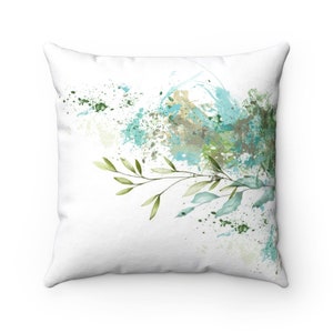 Olive and Turquoise Throw Pillow for Bed Decor Green Grey 
