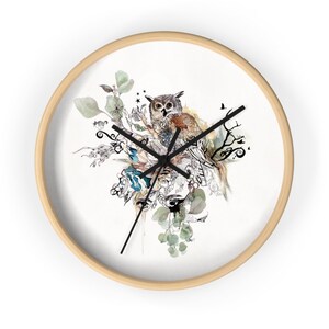 Owl Wall Clock, Owl Gifts, Boho Wall Clock, Owl Decor, Unique Wall Clock, Boho Decor, Office Wall Clock, Wood Wall Clock, Owl Wall Decor