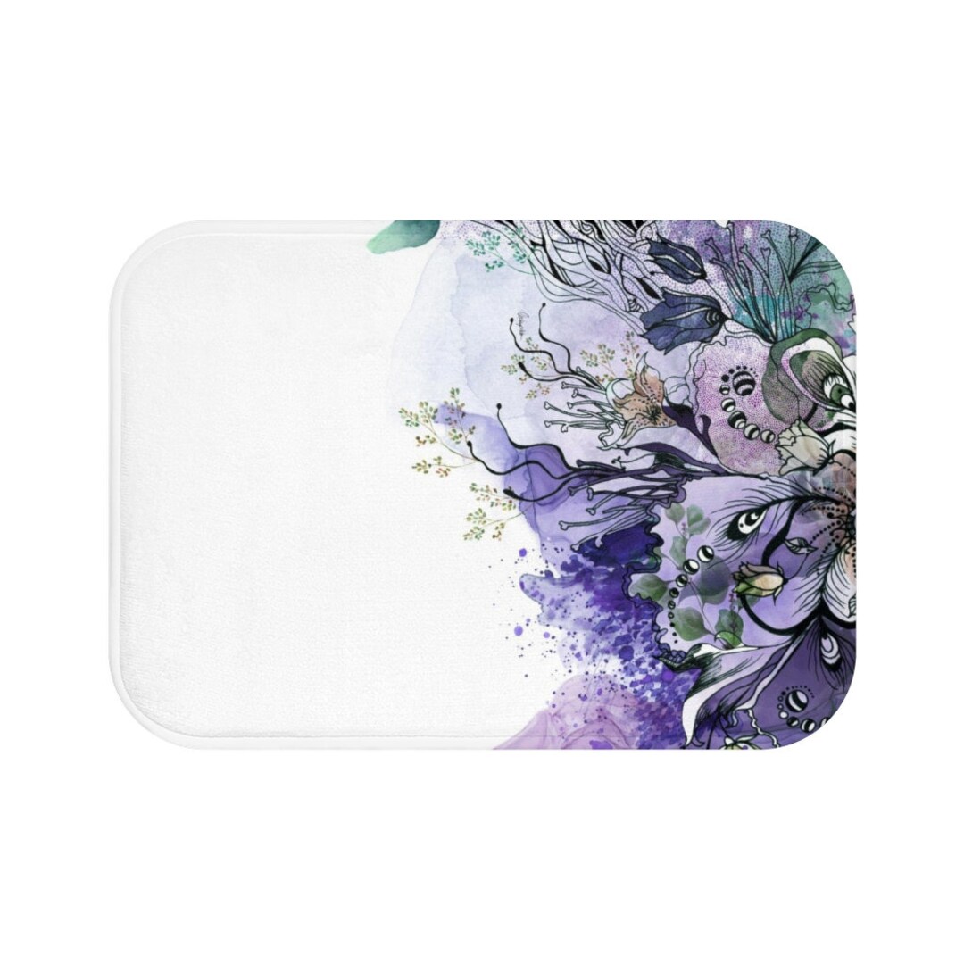 Purple Bath Mat Purple Bathroom Decor Purple Rug Abstract Etsy