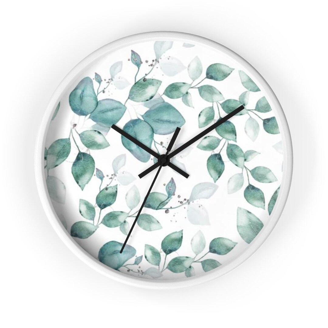 Light Blue Wall Clock Nature Clock Kitchen Wall Clock Round Etsy
