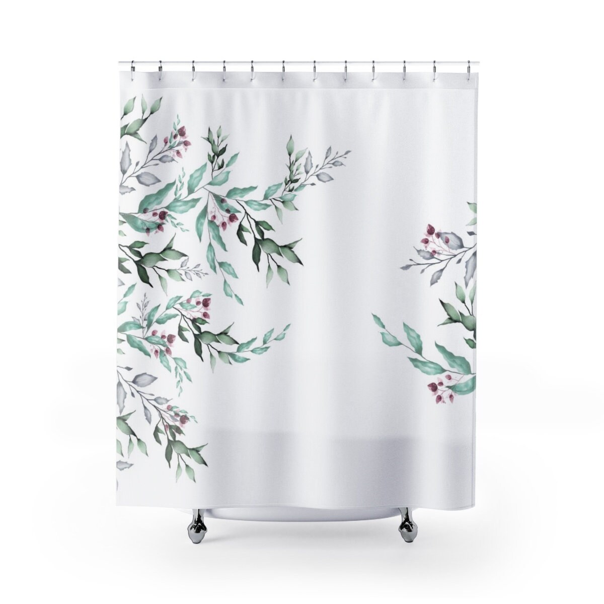 Farmhouse Shower Curtain, Long Shower Curtain, Tree Shower Curtain, Minimalist Bathroom Set