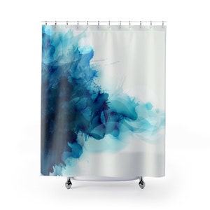 Blue Abstract Shower Curtain, Modern Shower Curtain, Blue Shower Curtain, Shower Curtain Set, Dark Blue Curtain, Modern Bathroom Decor