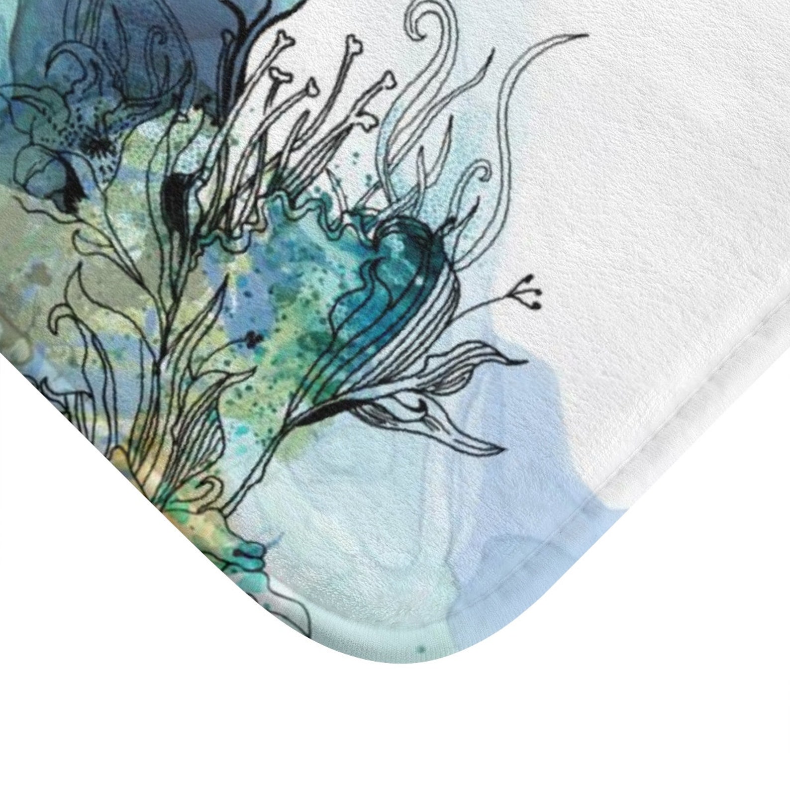 Blue Watercolor Bath Mat Blue Bath Set Bath Mat Set Modern - Etsy