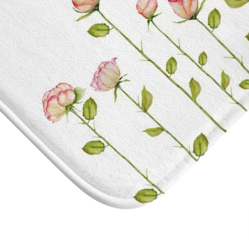 Pink Rose Bath Mat, Floral Bath Mat, Minimalist Bathroom Decor, Blush Pink Bathroom Decor, Flower Bath Mat, Flower Bath Rug, Bathroom Set image 2