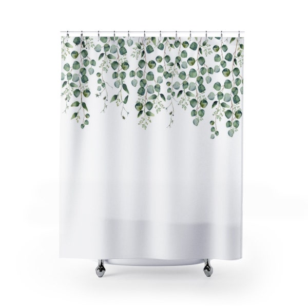 Shower Curtain Plants, Botanical Shower Curtain, Boho Bathroom Decor, Green Leaves Shower Curtain, Shower Curtain Set, Boho Shower Curtain