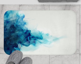 Blue Abstract Bath Mat, Bathroom Rug, Blue Bath Rug, Modern Bath Mat, Bathroom Decor Modern, Rug for Bath, Modern Bathroom Decor