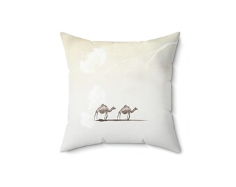 camels pillow cover and insert, beige pillow, farmhouse throw pillow, boho square pillow, Boho Pillow Coussin Cushion,  Decorative Pillow