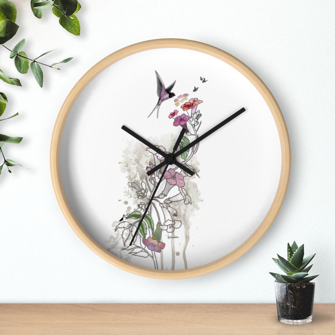 Floral Wall Clock, Kitchen Clock, Wall Clocks Flower, Minimalist Modern