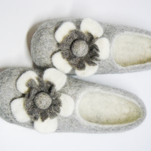 Wool felted slippers. Ecological wool slippers. Hand-made home shoes.