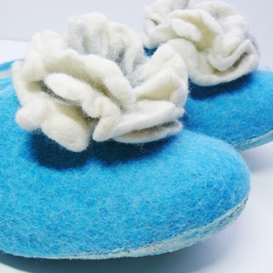 Handmade felted slippers.  Non slippery sole.